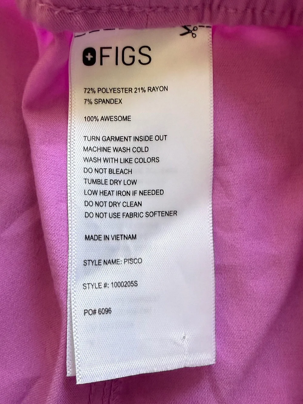 NWOT FIGS Pisco Straight-Leg Scrub Pants Men’s XLS (27” inseam) Pink Cloud